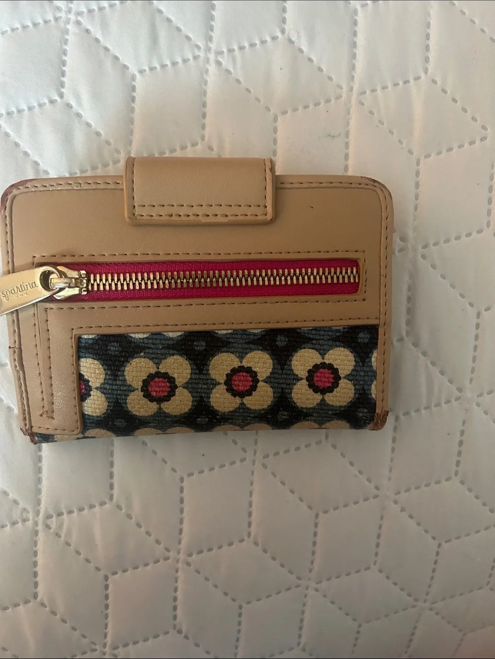 Spartina 449 Floral Compact wallet - Blue, Cream, Tan, Pink